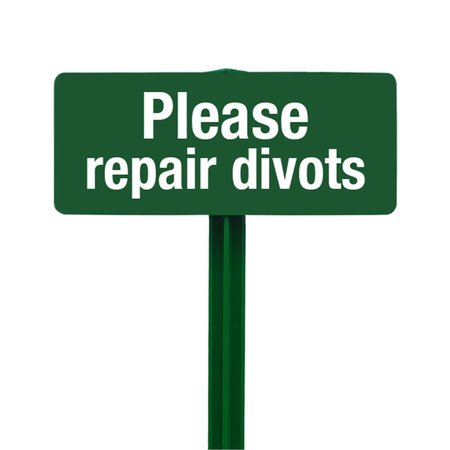 EVERMARK Please Repair Divots Sign with Hunter Green Stake Kit EV122601